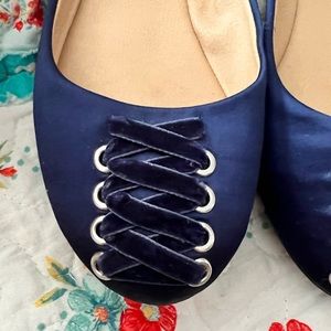 Satin royal blue flats